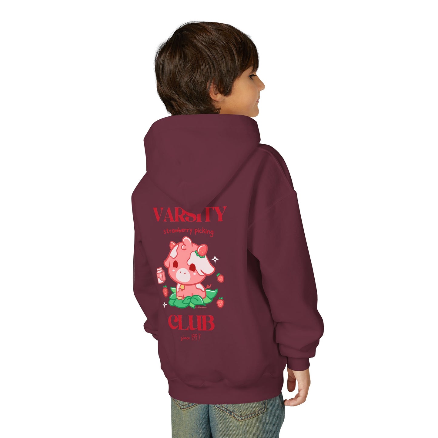 Strawberry Cow: Youth Heavy Blend Hooded Sweatshirt