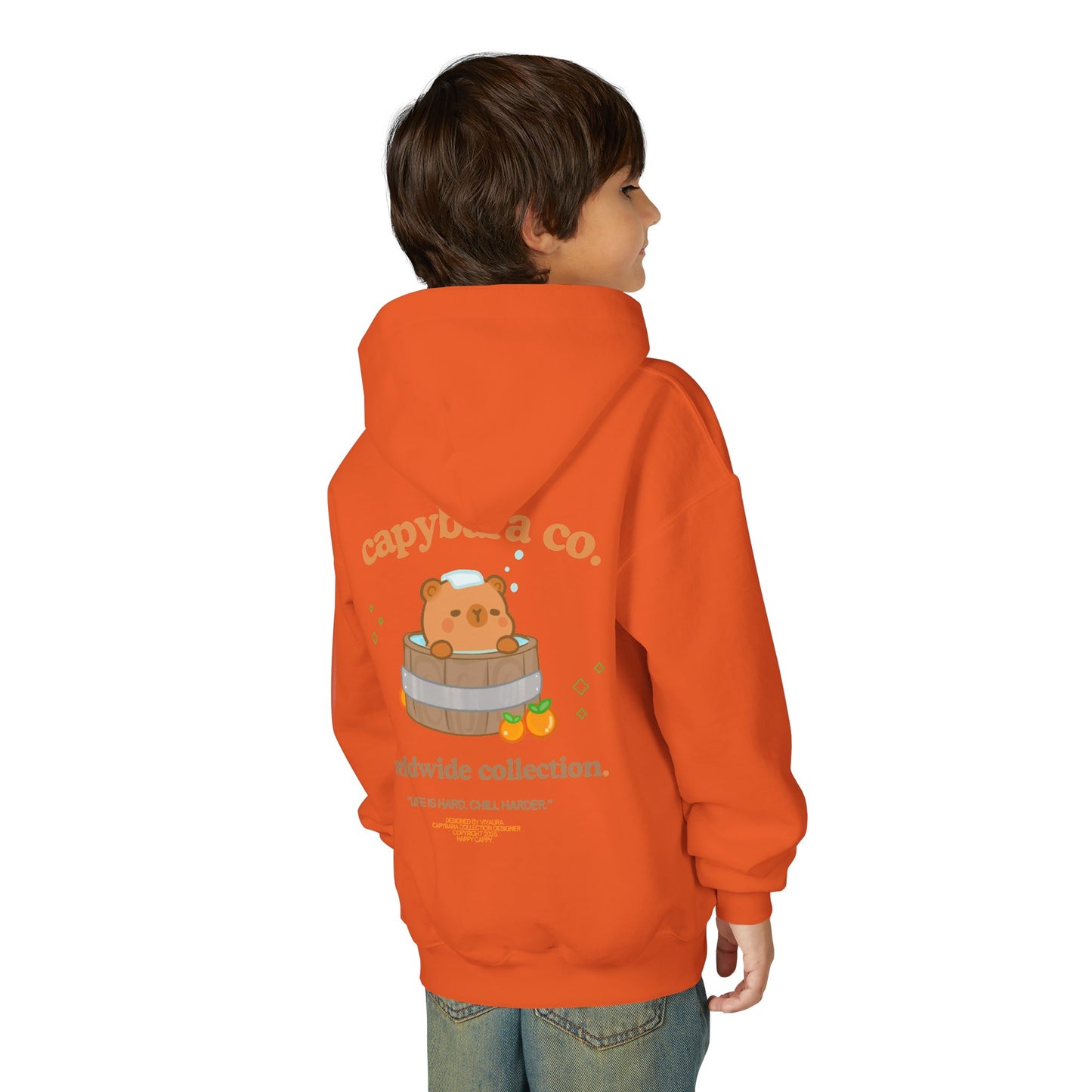 Capybara Bath: Youth Heavy Blend Hooded Sweatshirt