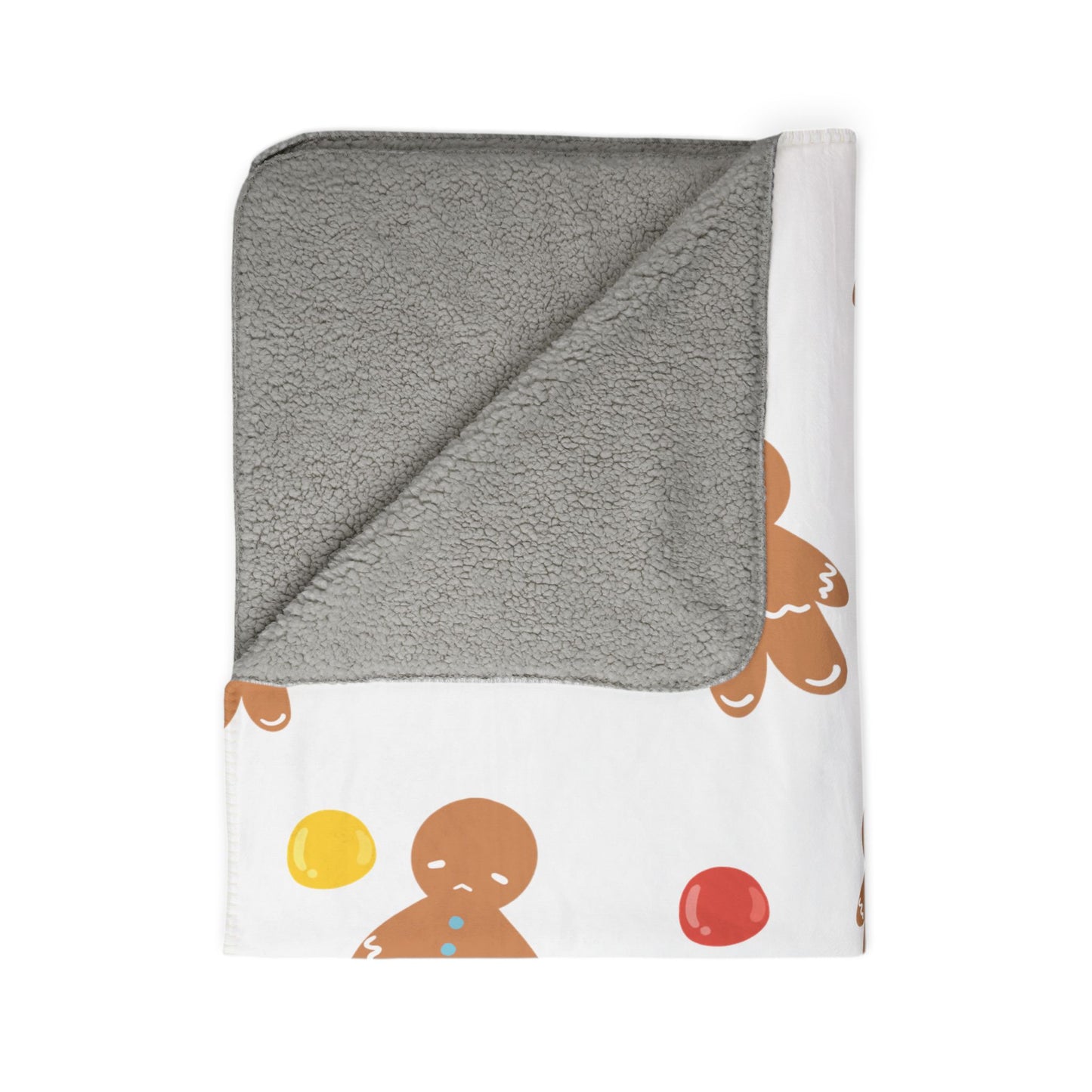 Gingerbread Man and Gumdrop Fleece Sherpa Blanket