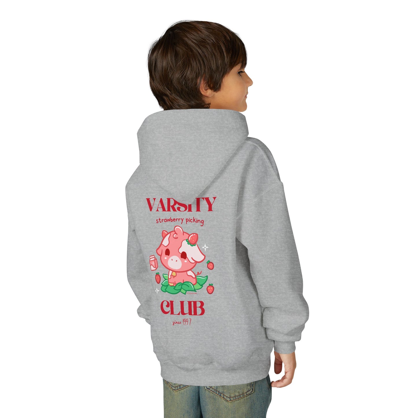 Strawberry Cow: Youth Heavy Blend Hooded Sweatshirt