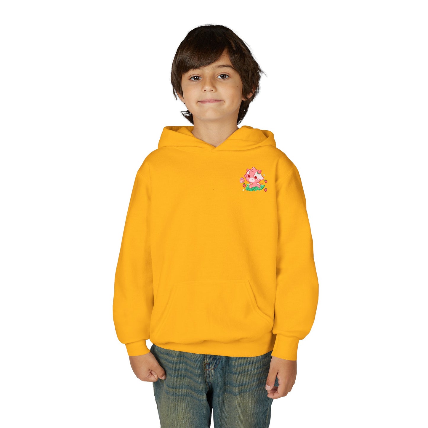 Strawberry Cow: Youth Heavy Blend Hooded Sweatshirt