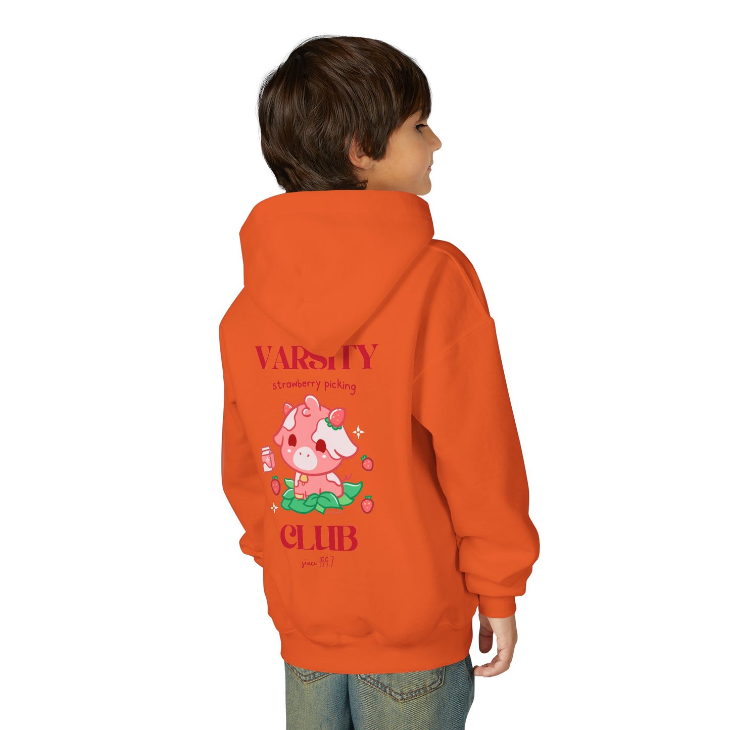 Strawberry Cow: Youth Heavy Blend Hooded Sweatshirt