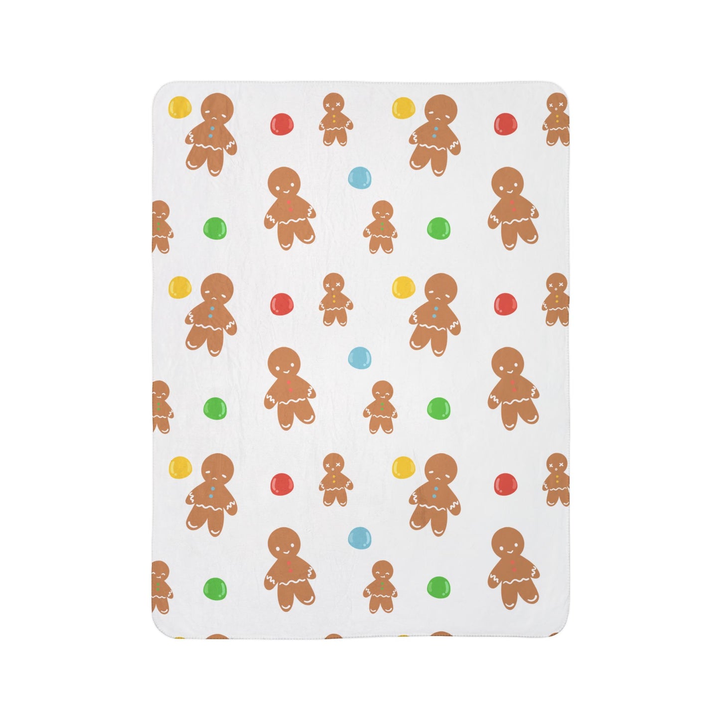 Gingerbread Man and Gumdrop Fleece Sherpa Blanket