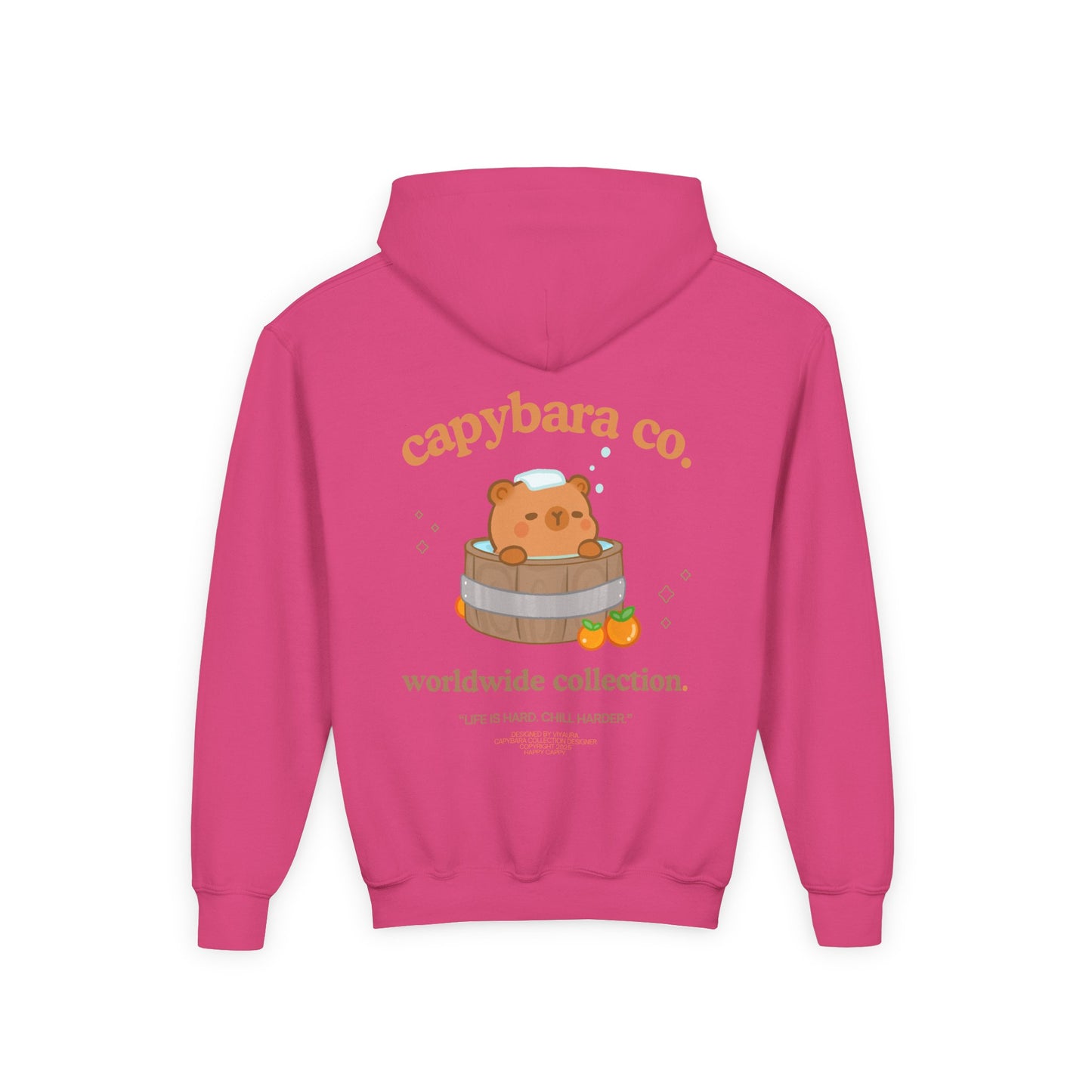 Capybara Bath: Youth Heavy Blend Hooded Sweatshirt