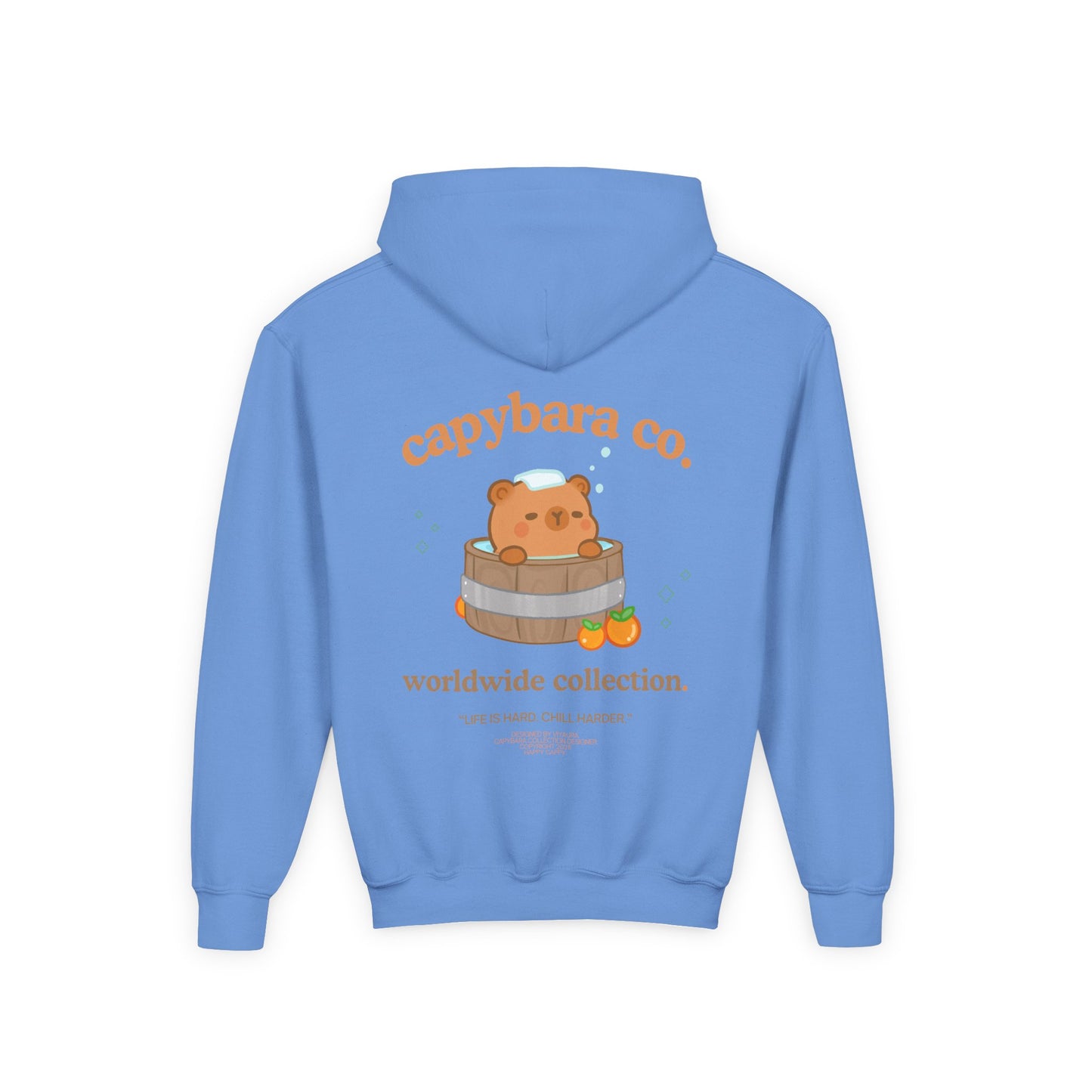 Capybara Bath: Youth Heavy Blend Hooded Sweatshirt