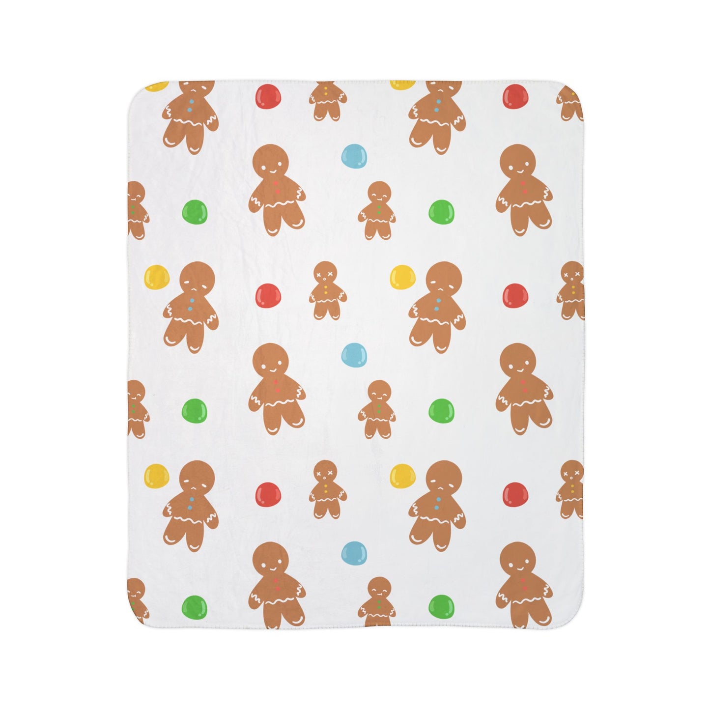 Gingerbread Man and Gumdrop Fleece Sherpa Blanket