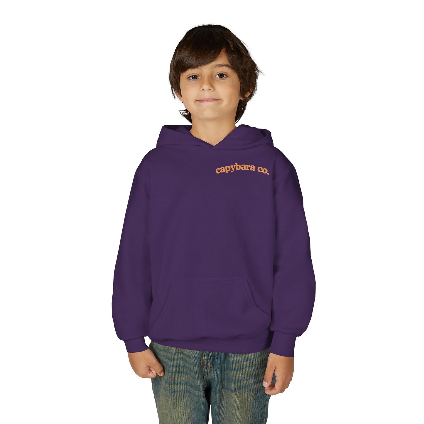 Capybara Bath: Youth Heavy Blend Hooded Sweatshirt