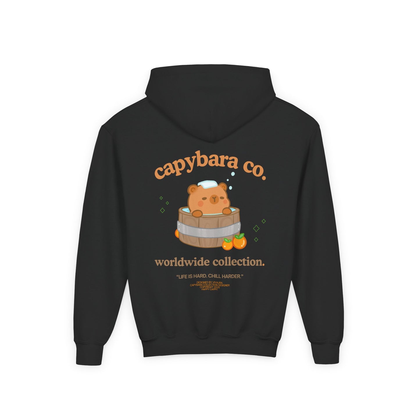 Capybara Bath: Youth Heavy Blend Hooded Sweatshirt