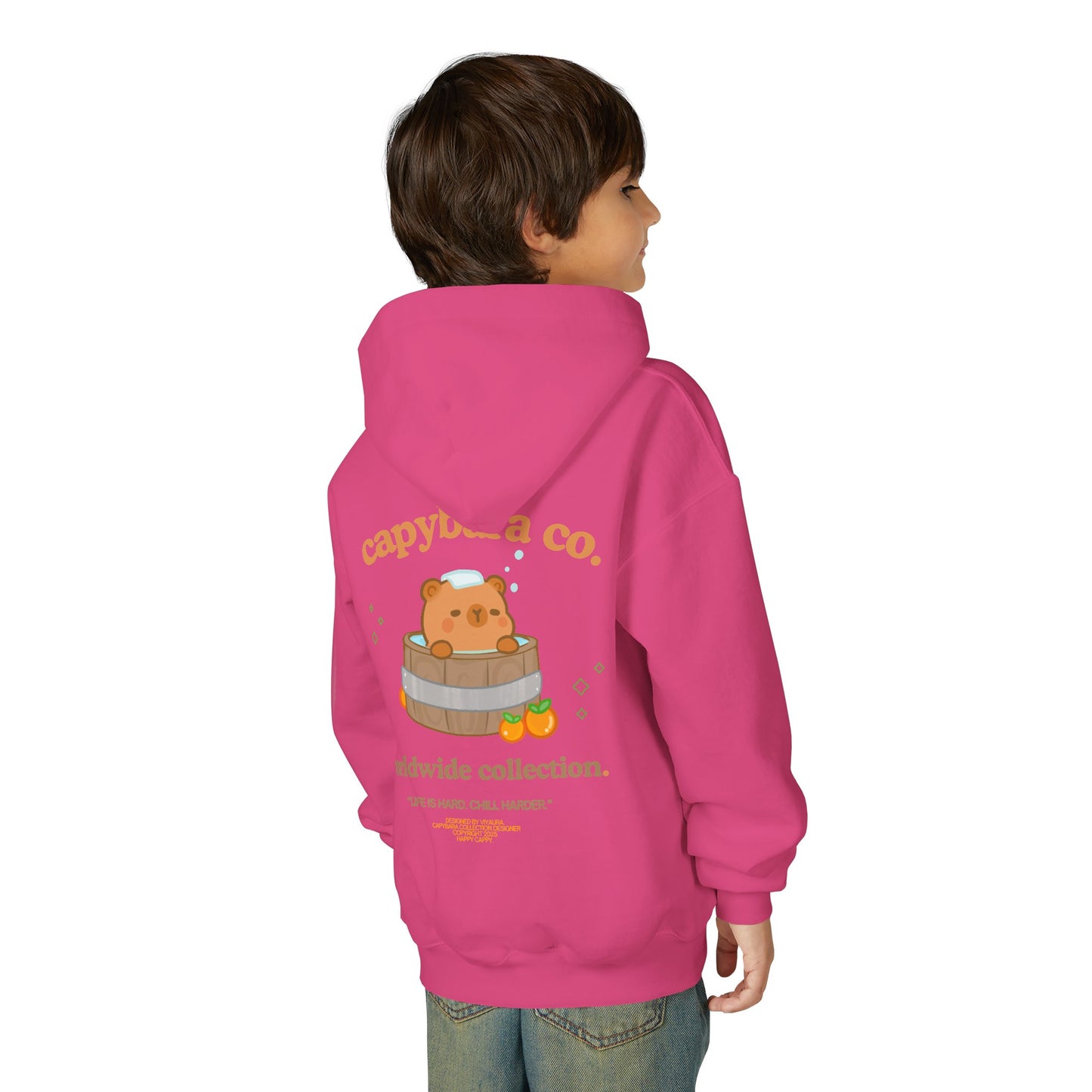 Capybara Bath: Youth Heavy Blend Hooded Sweatshirt