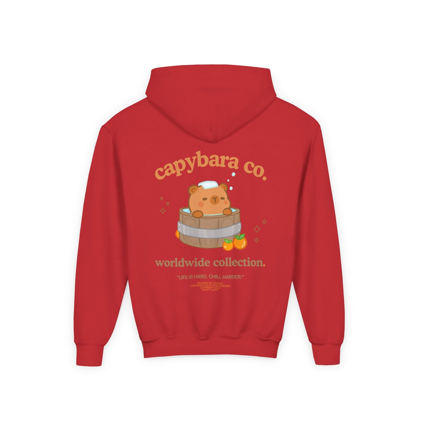 Capybara Bath: Youth Heavy Blend Hooded Sweatshirt