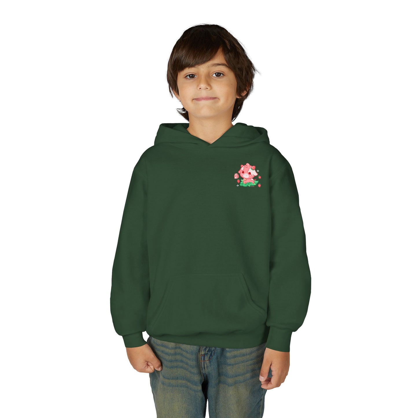 Strawberry Cow: Youth Heavy Blend Hooded Sweatshirt