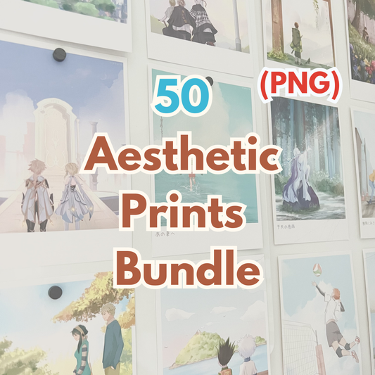 50 Aesthetic Prints Bundle: PNG Printables