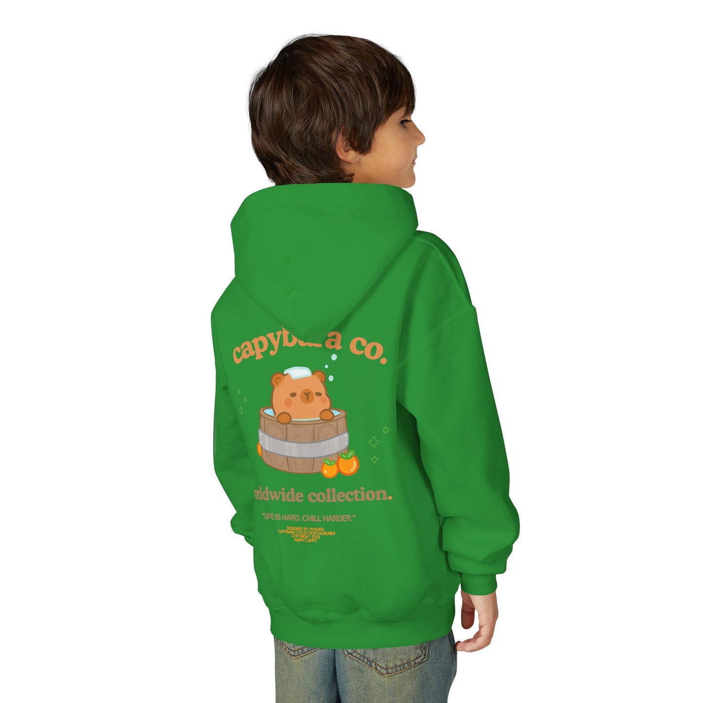 Capybara Bath: Youth Heavy Blend Hooded Sweatshirt
