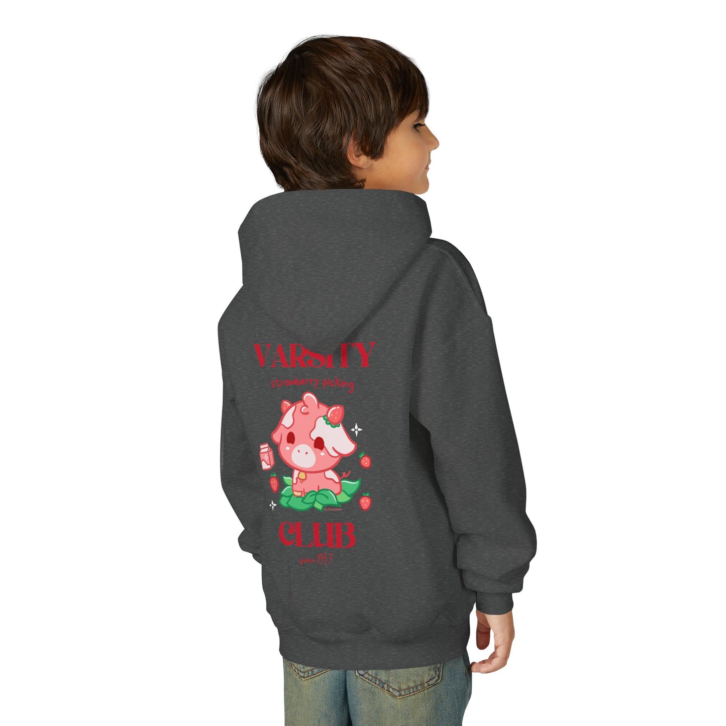 Strawberry Cow: Youth Heavy Blend Hooded Sweatshirt