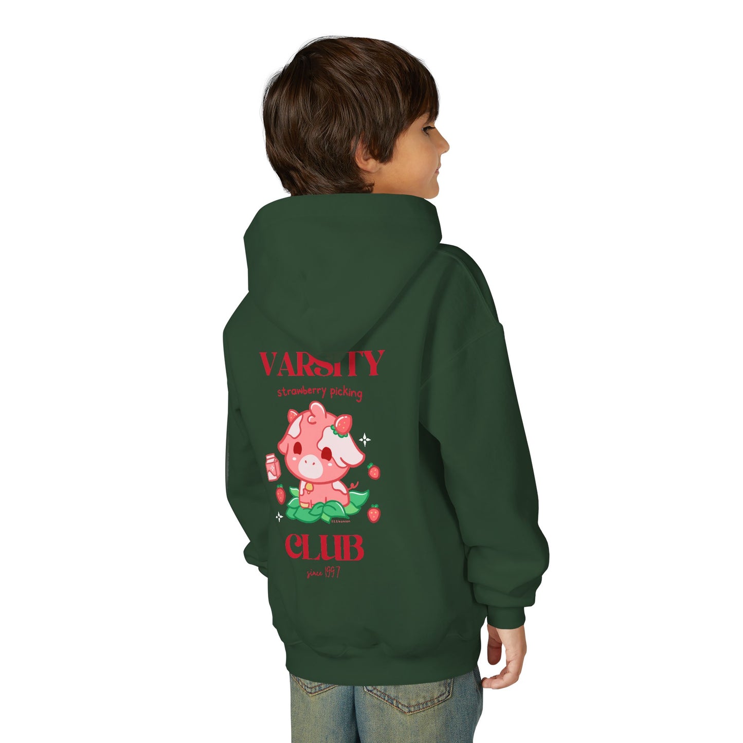 Strawberry Cow: Youth Heavy Blend Hooded Sweatshirt