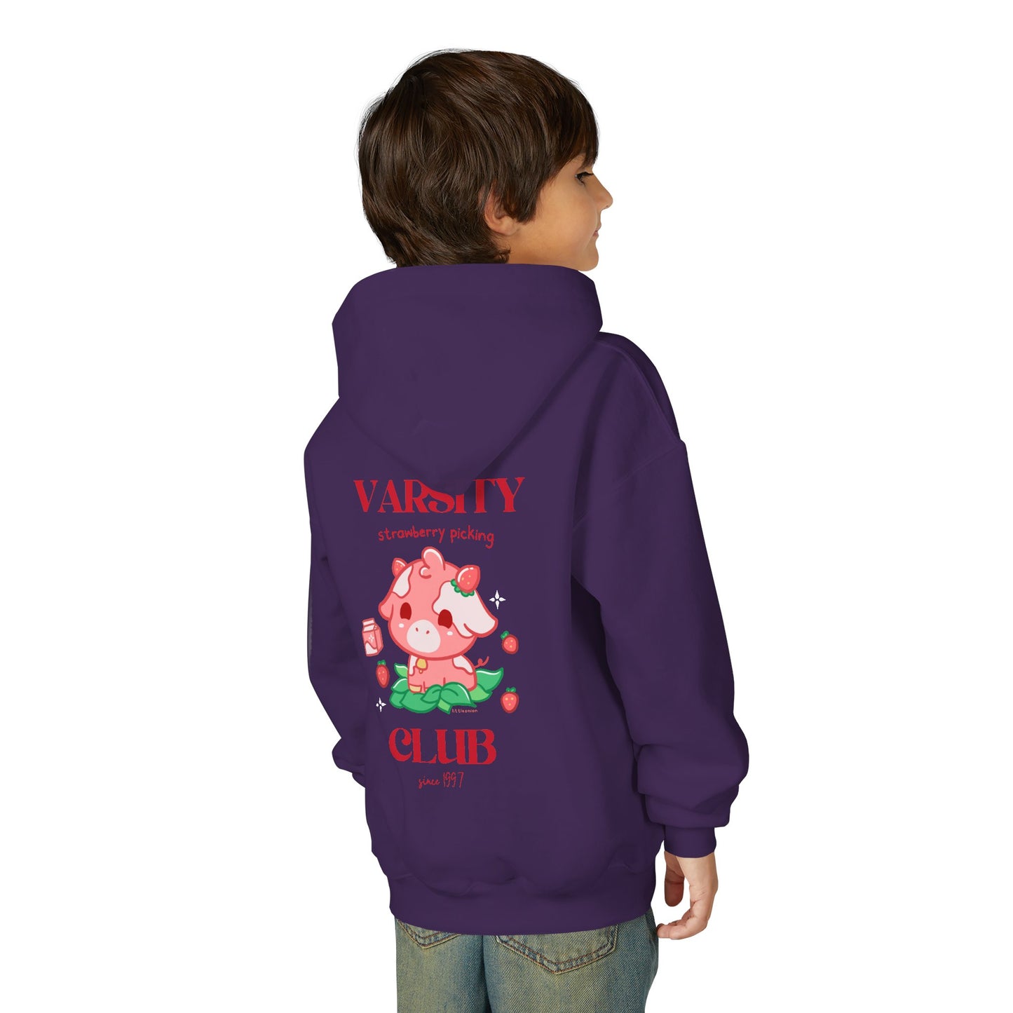 Strawberry Cow: Youth Heavy Blend Hooded Sweatshirt