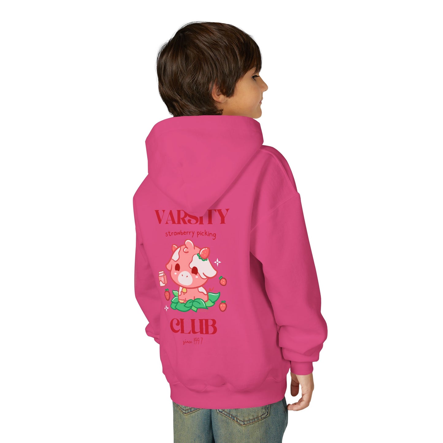 Strawberry Cow: Youth Heavy Blend Hooded Sweatshirt