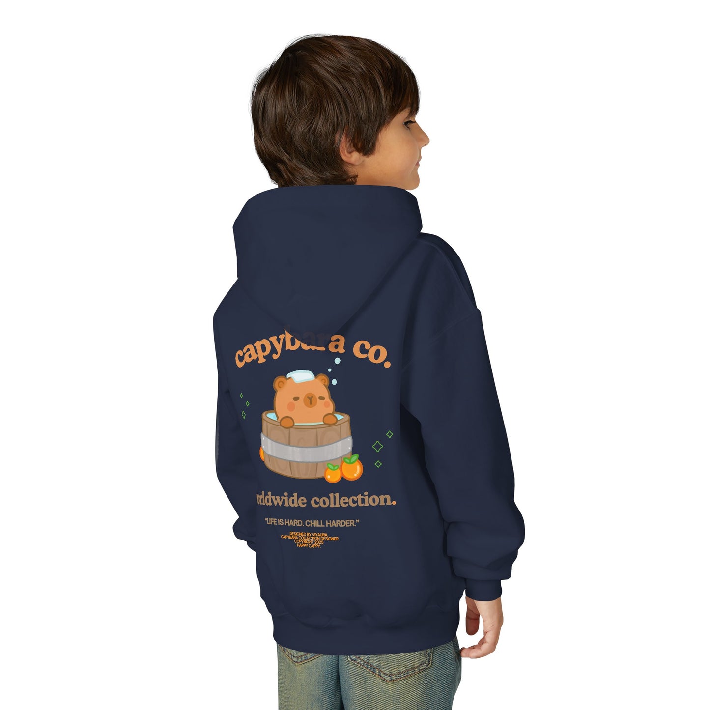 Capybara Bath: Youth Heavy Blend Hooded Sweatshirt