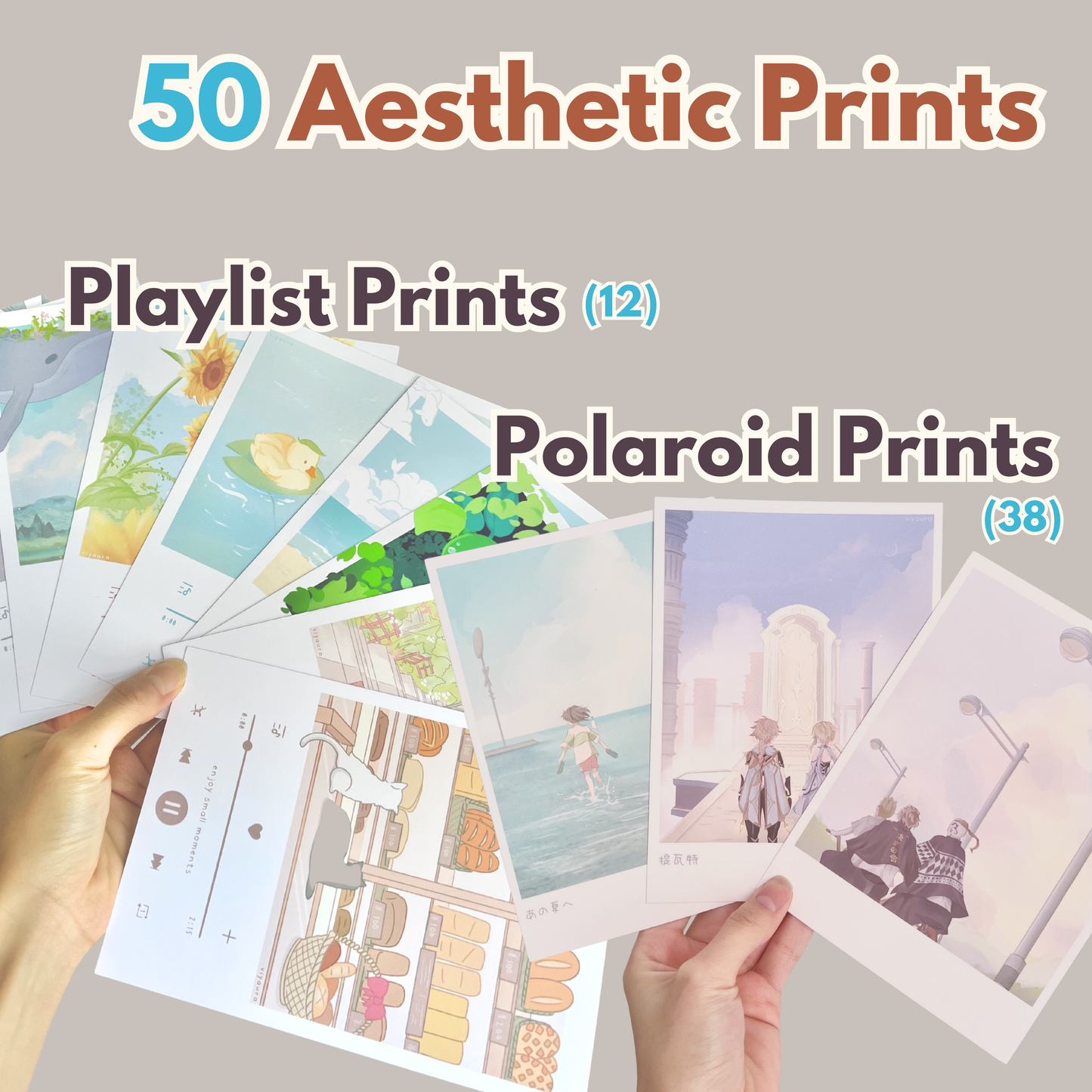 50 Aesthetic Prints Bundle: PNG Printables
