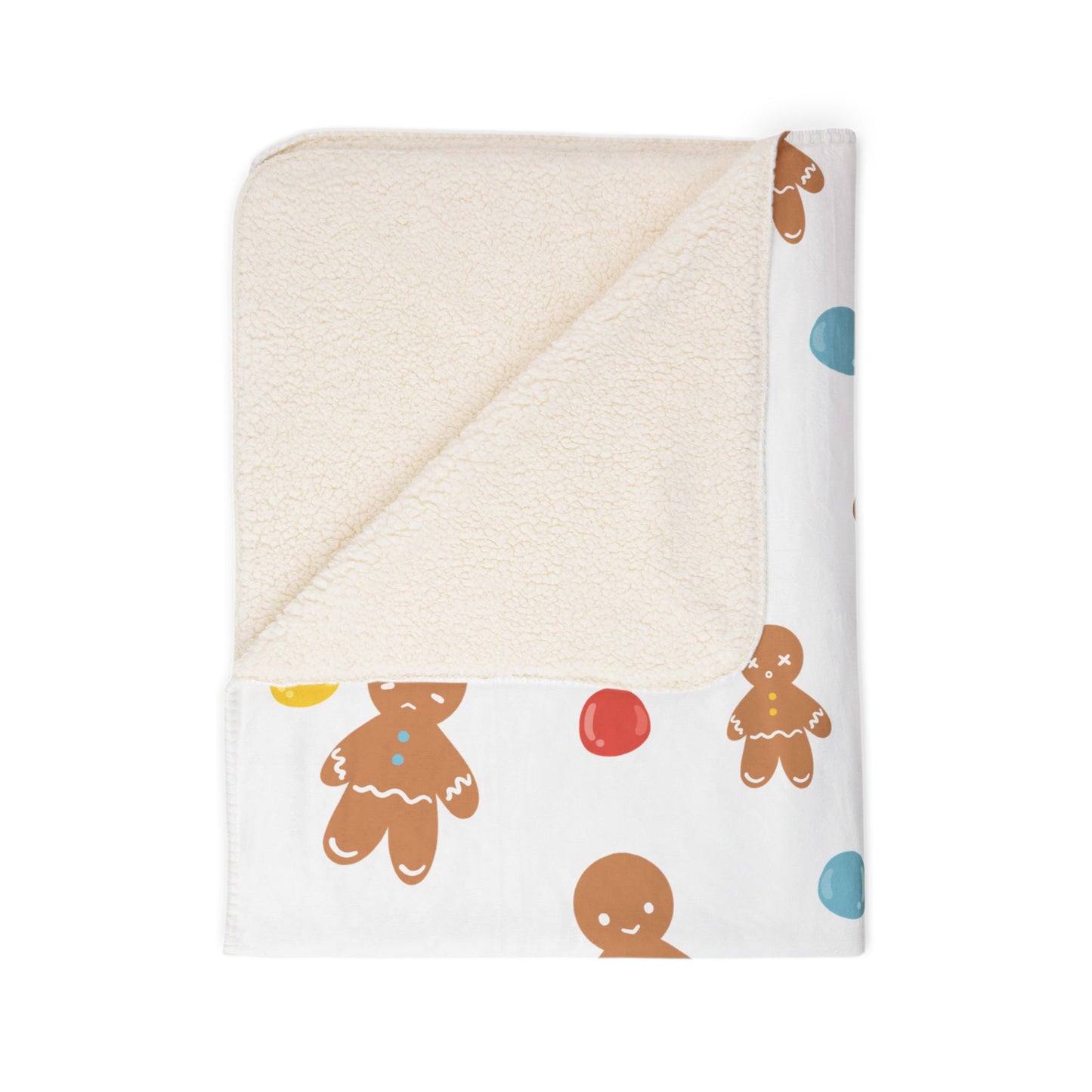 Gingerbread Man and Gumdrop Fleece Sherpa Blanket