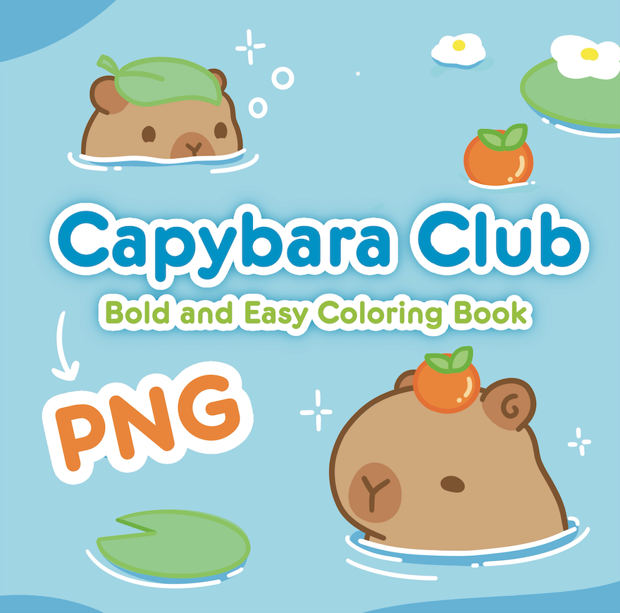 Capybara Club: Bold and Easy Coloring Book (PNG)