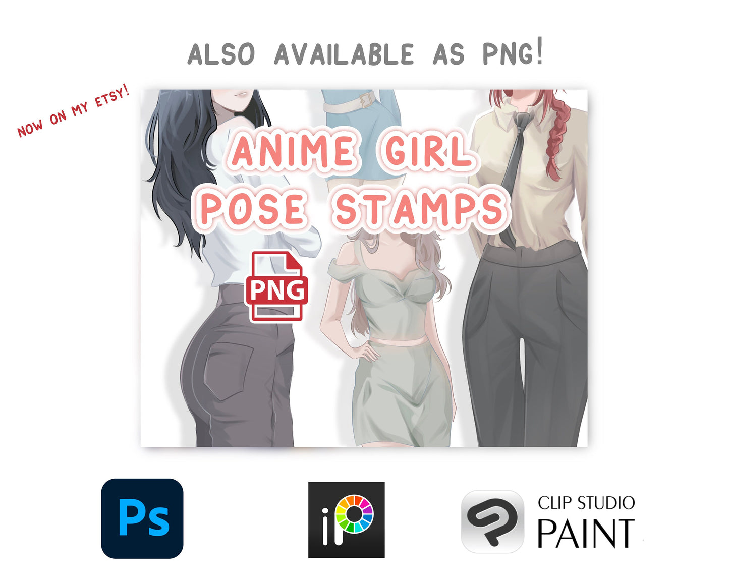 Anime Style Girl Body Pose Stamp Brush Set
