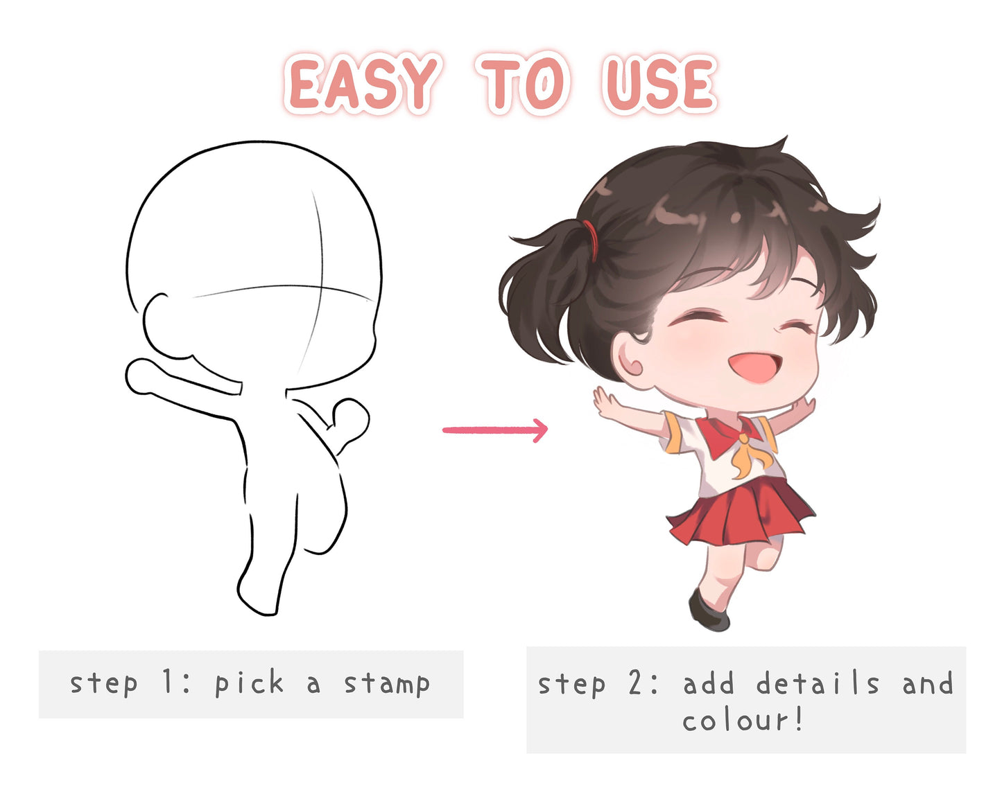 Anime Chibi Full Body Stamp Brush Set