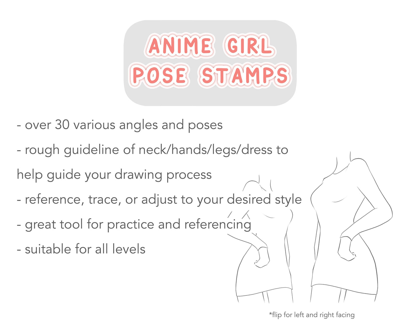 Anime Style Girl Body Pose Stamp Brush Set