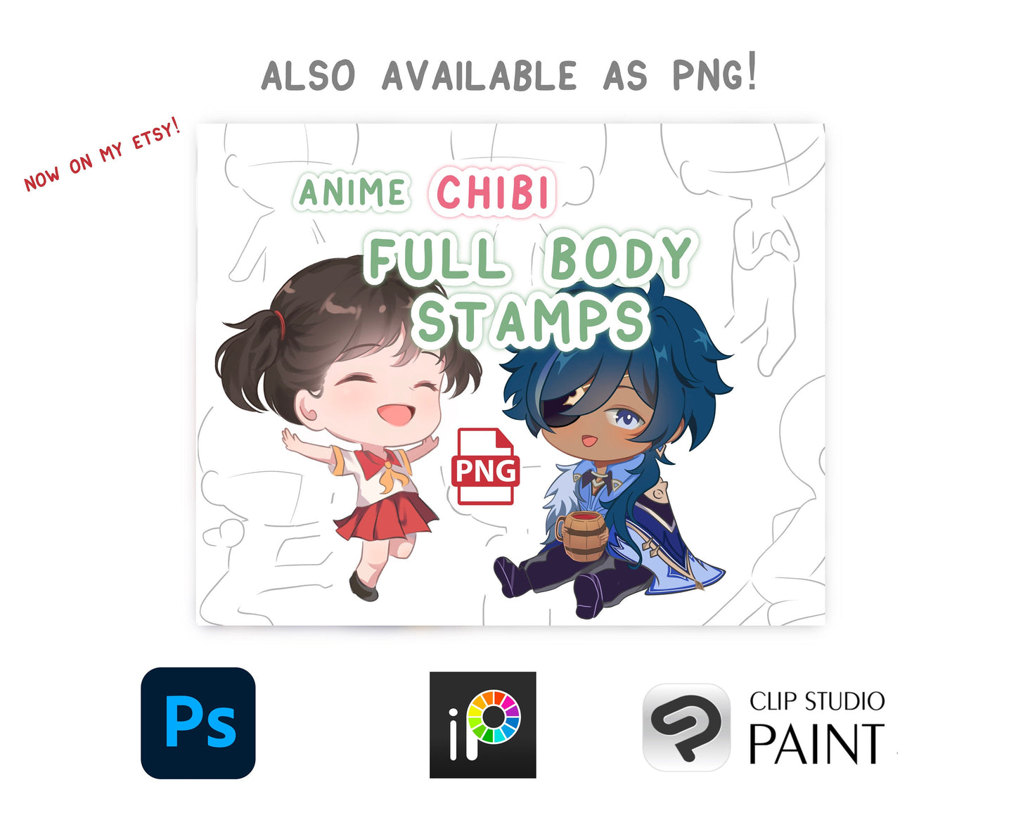 Anime Chibi Full Body Stamp Brush Set