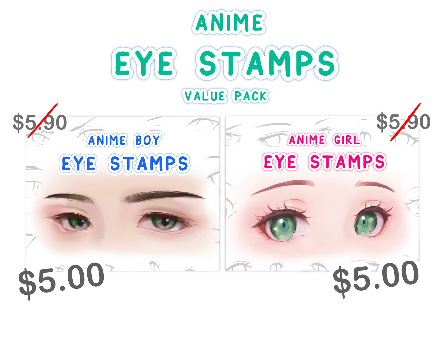 Soft Anime Style Eye Stamp Set