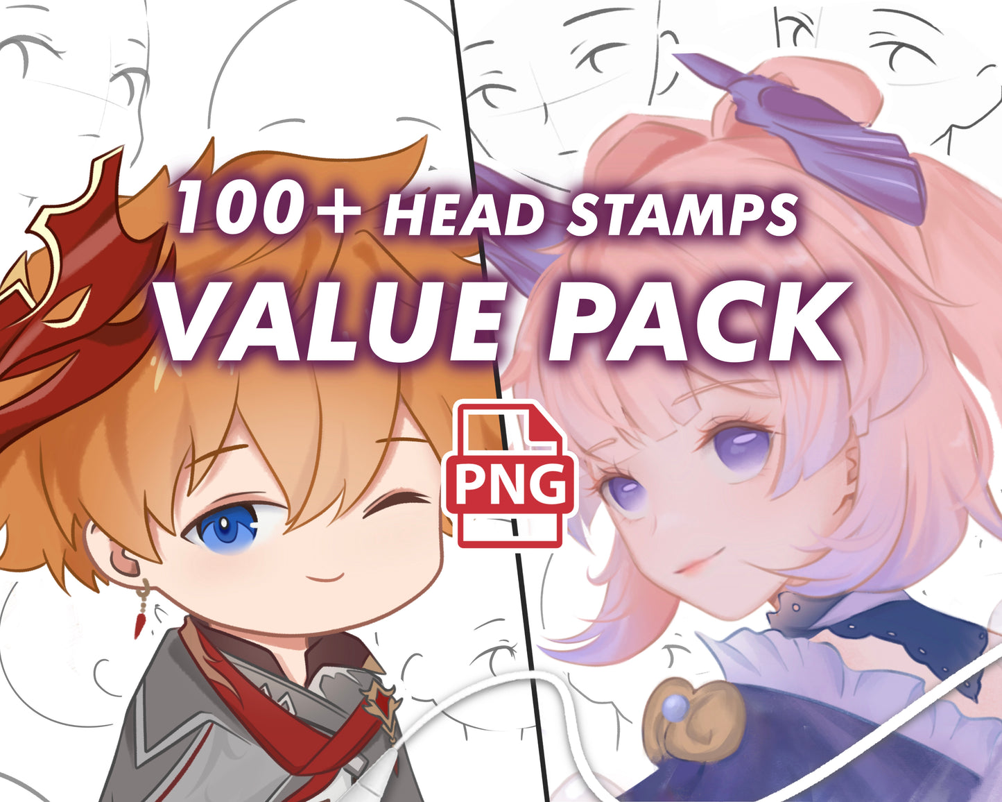Anime Style 100+ Head Stamp Set